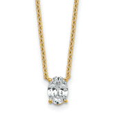 14k 3/4 carat Lab Grown Diamond VS/SI+ G+ Oval Complete 18 inch Four Prong Pendant Necklace